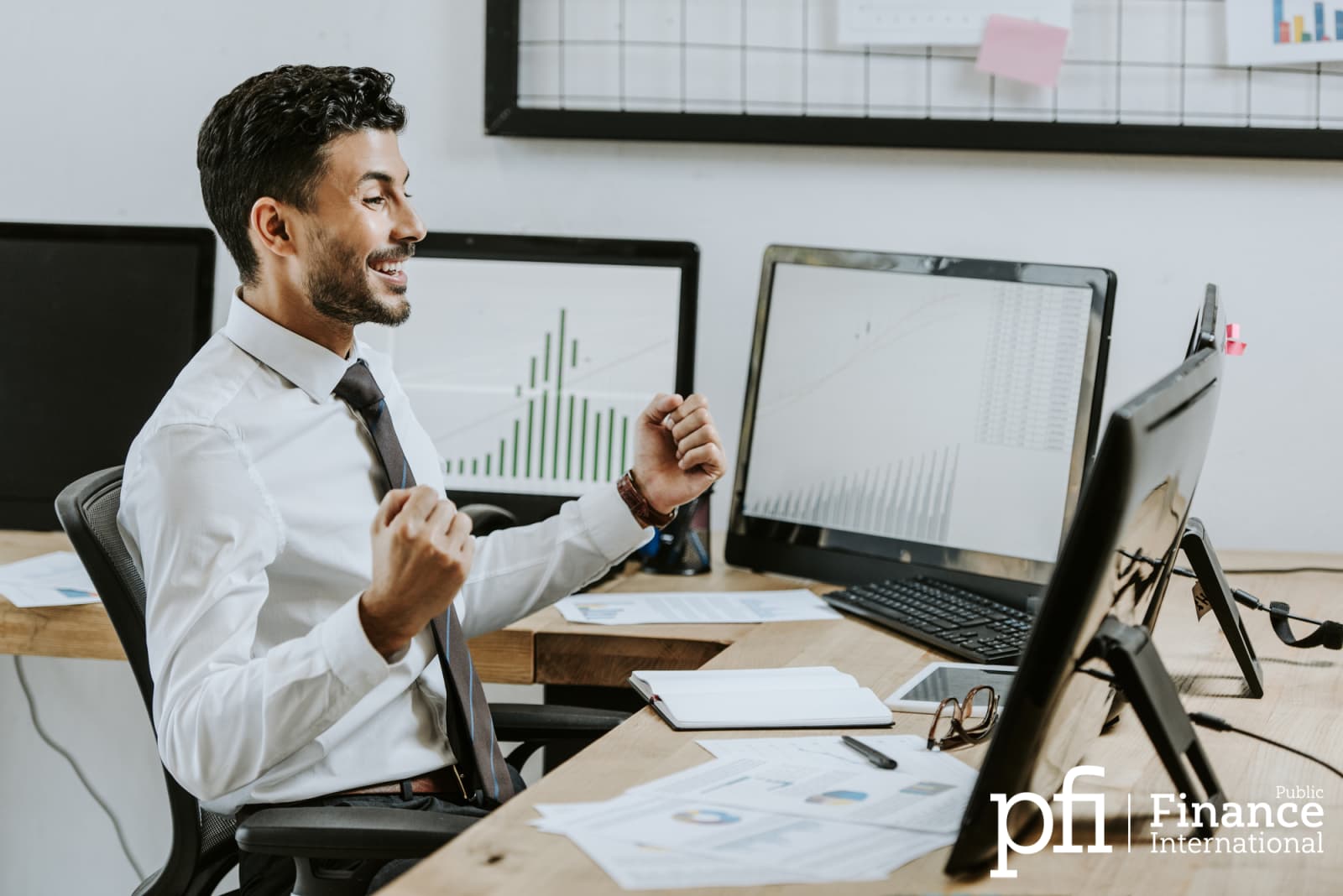 Binary Options Trader at Desk