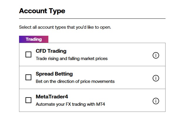 city index account types