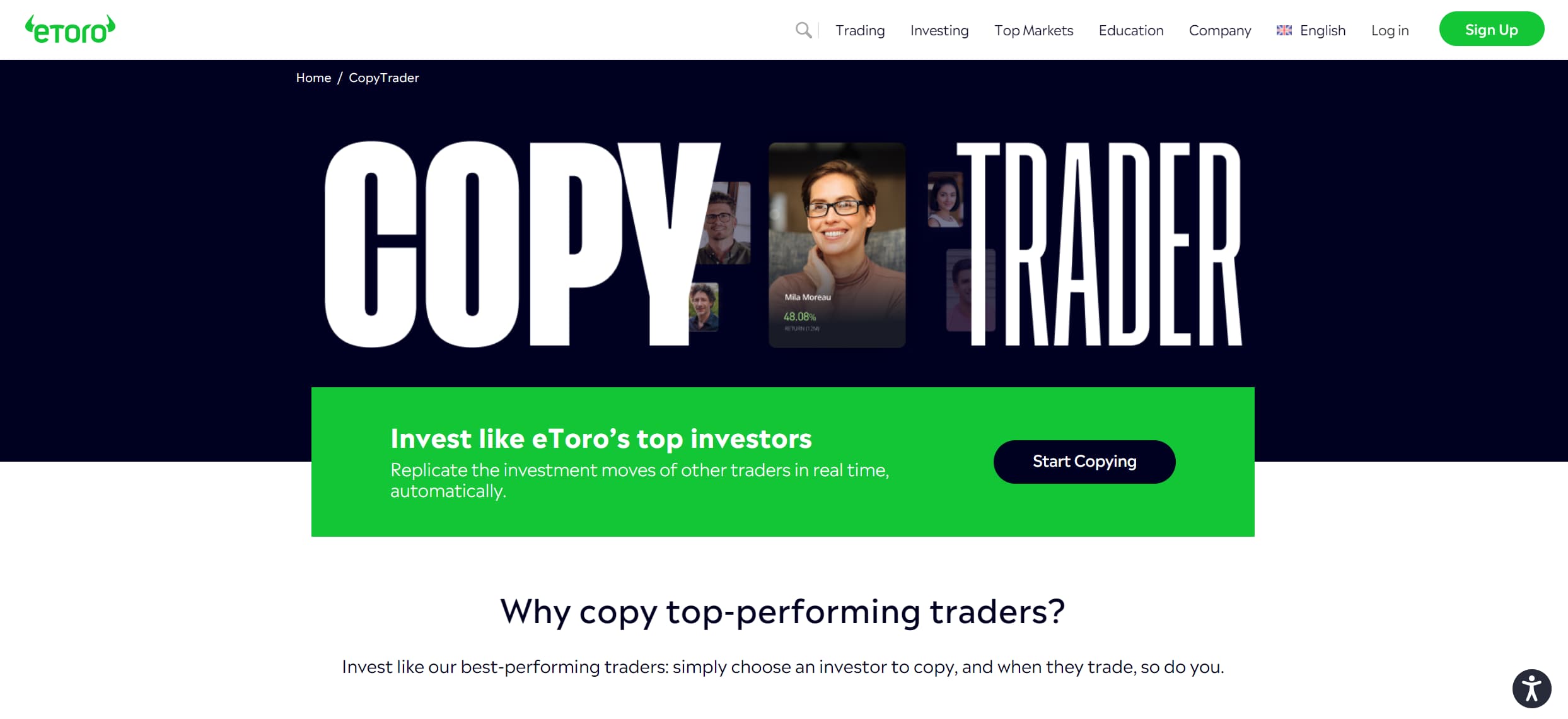 eToro Managed Copy Trader