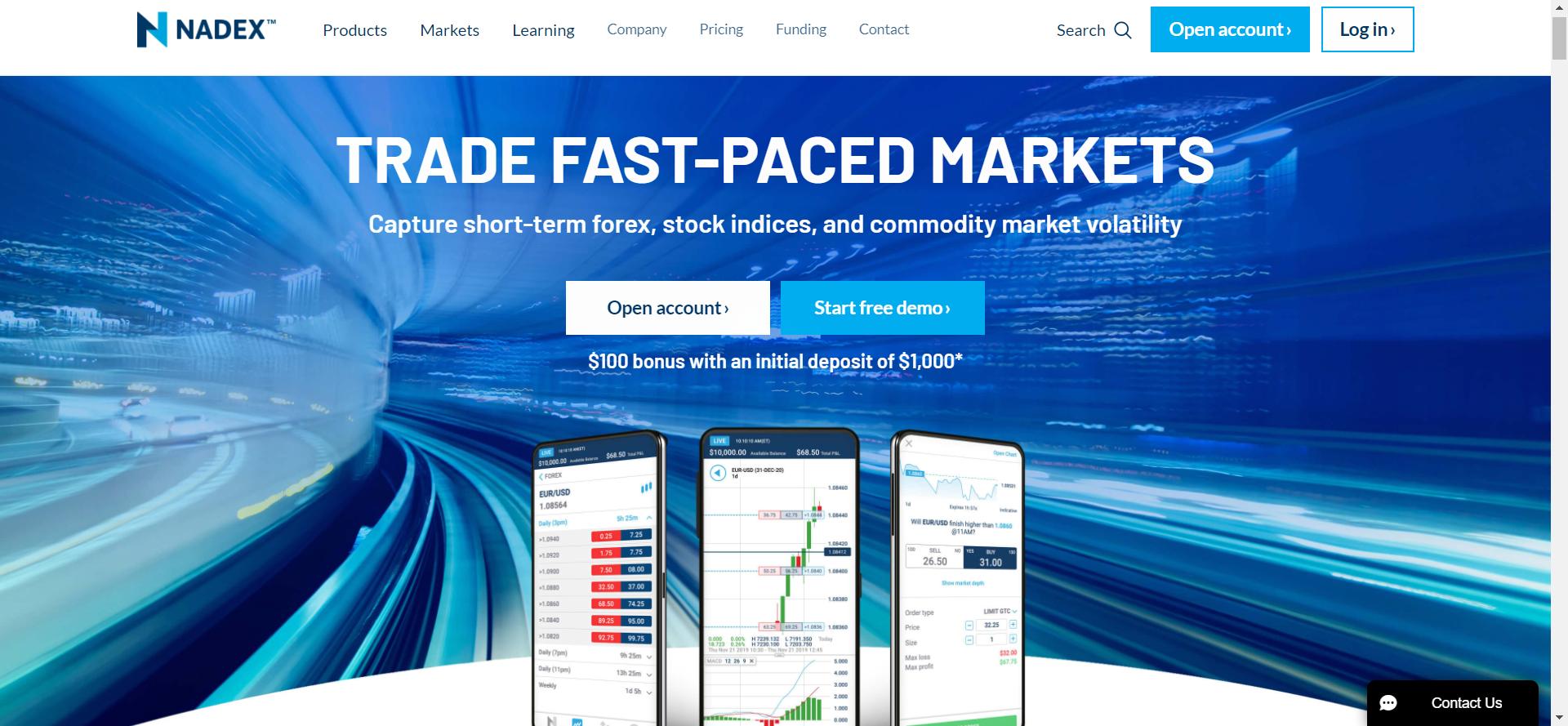 Nadex Homepage